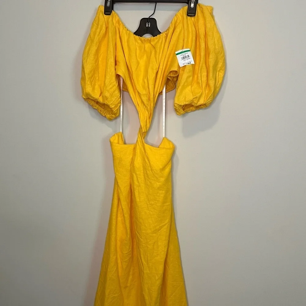 NWT FARM Rio Off Shoulder Twist Front Linen Blend Dress Size Small - Picture 7 of 14